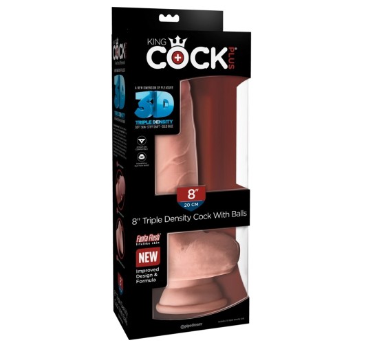 King Cock Plus - Realistyczne Dildo Z Jądrami I Przyssawką 20 CM Jasny Kolor Skóry